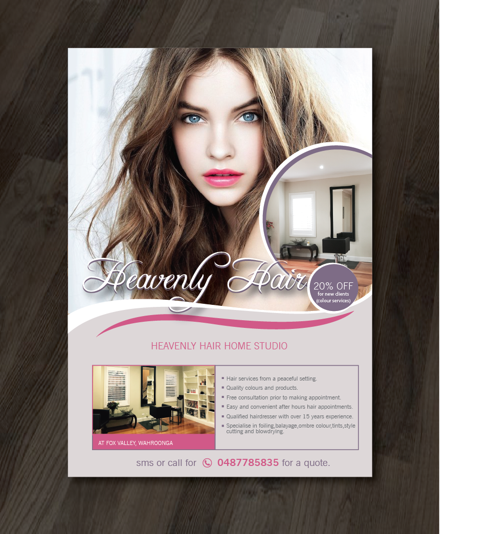 Flyer Design by alex989 for Heavenly Hair  | Design #10720017