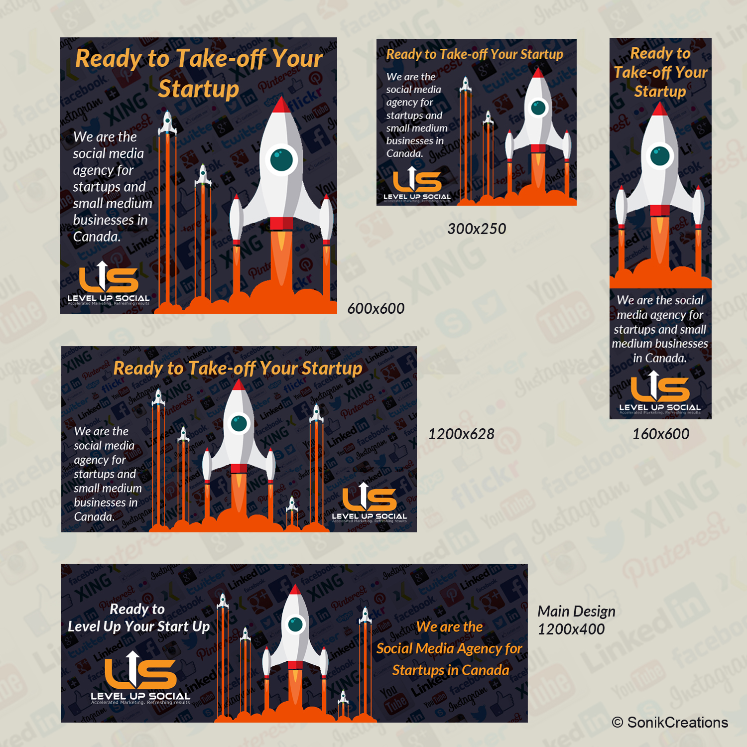 Banner Ad Design by J. Chaturvedi for LevelUP Social  | Design #10695449