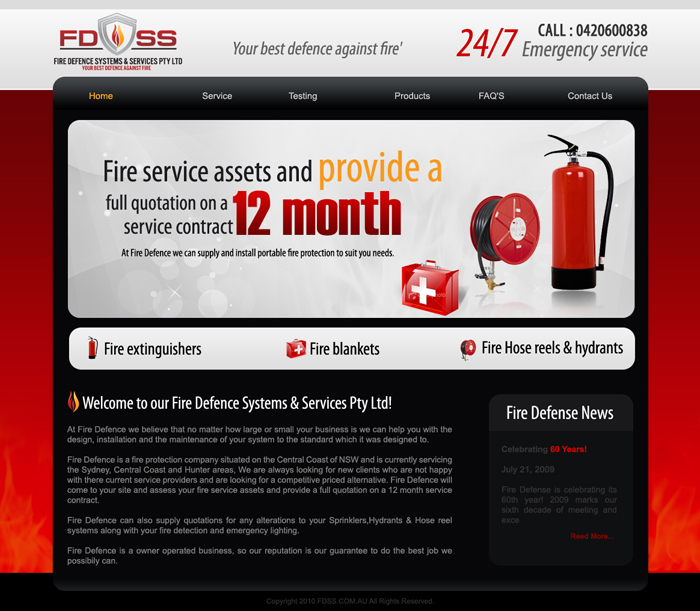 Web Design by rvv for Fire Defence Systems  Services Pty Ltd | Design #464423