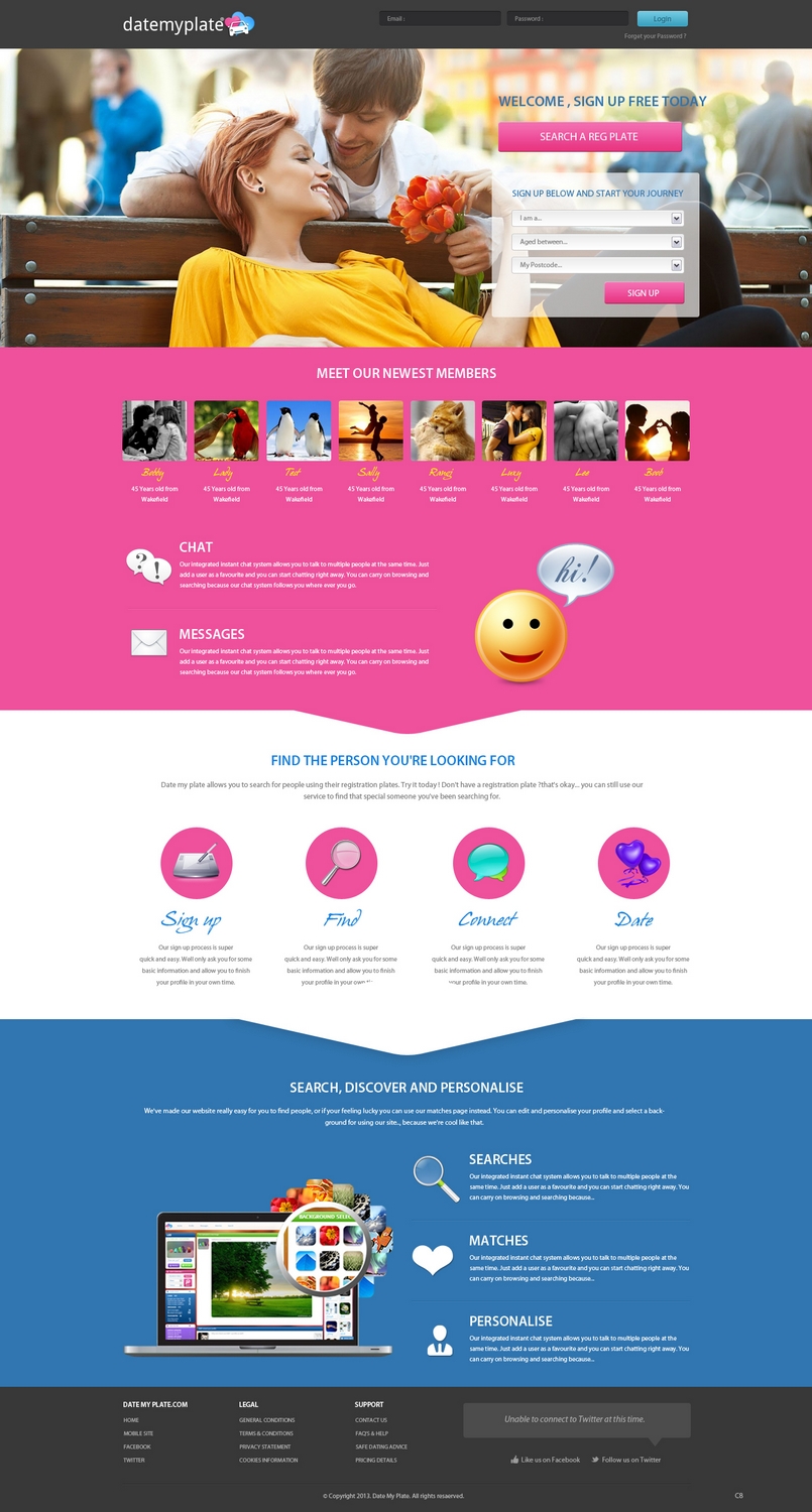 Web Design by pb for DateMyPlate | Design #2241747