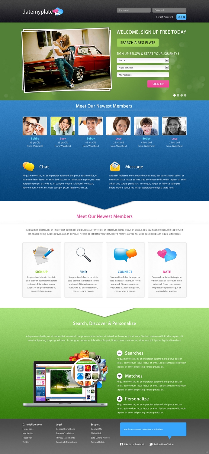 Diseño Web por pb para DateMyPlate | Diseño #2248363