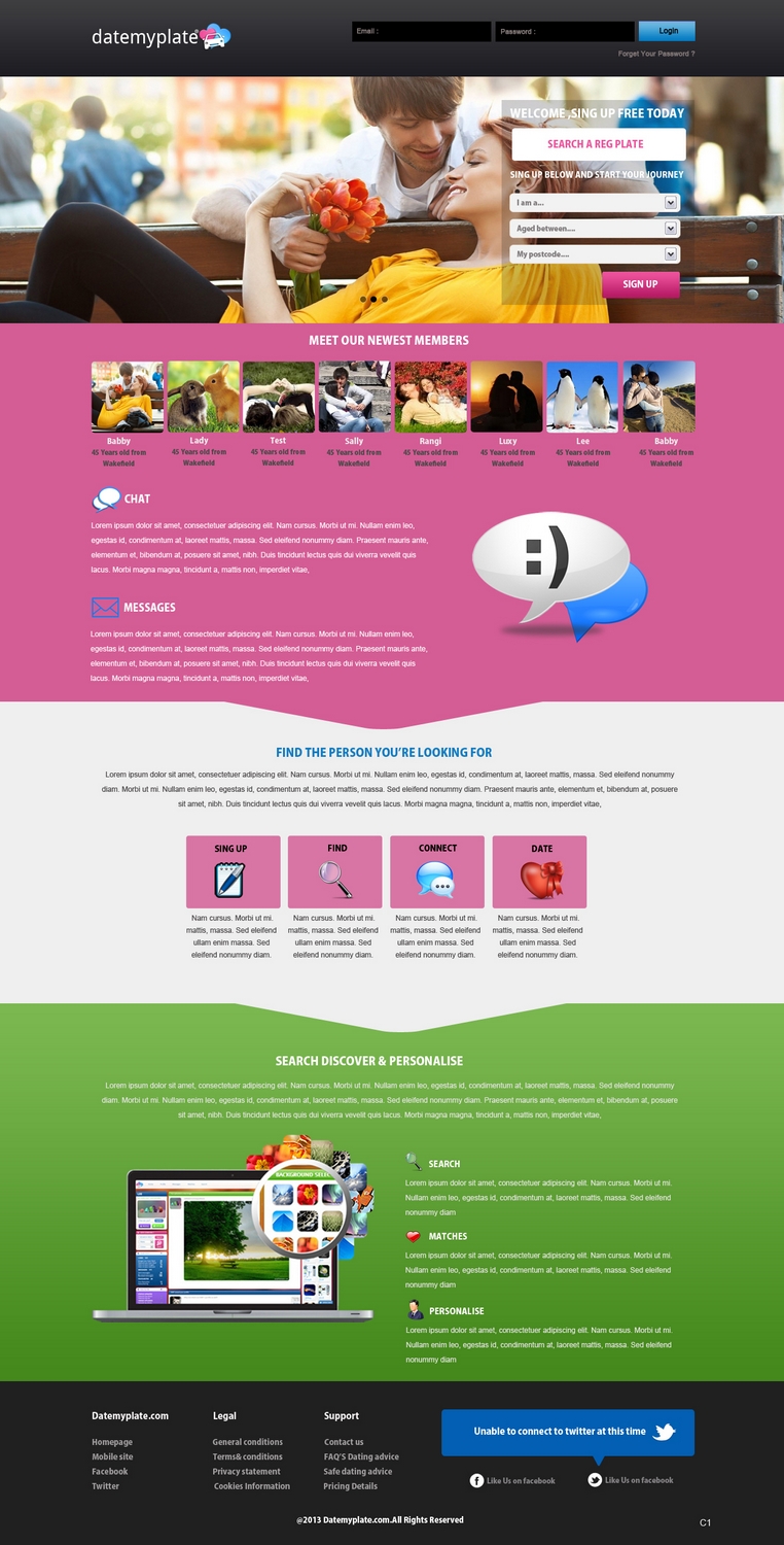 Web Design by pb for DateMyPlate | Design #2248367