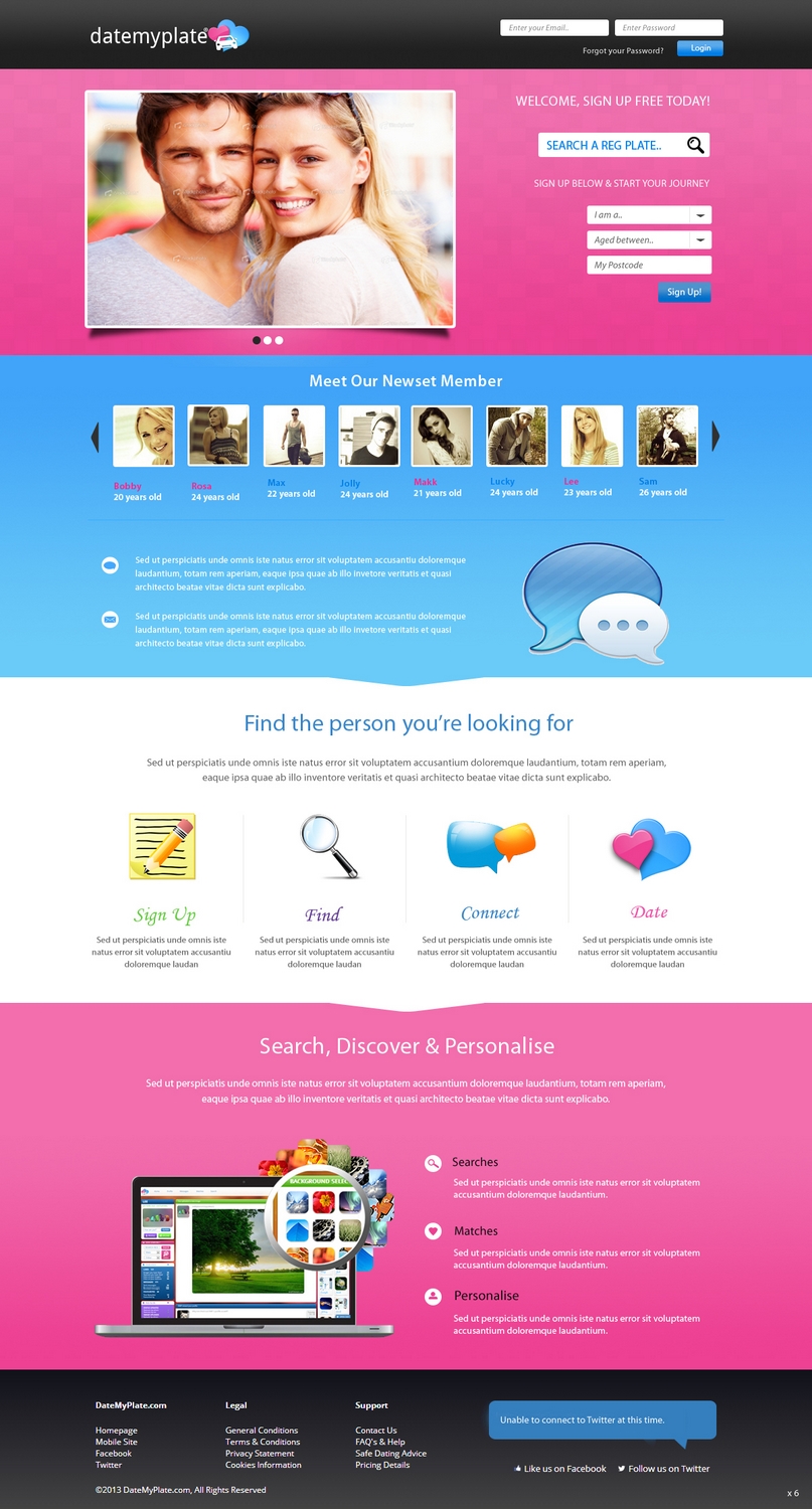 Diseño Web por pb para DateMyPlate | Diseño #2248382