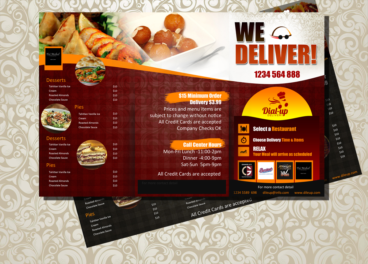 Menu Design by uk for Dial-up Delivery | Design #2228908