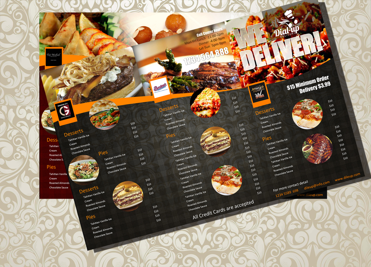 Menu Design by uk for Dial-up Delivery | Design #2228909