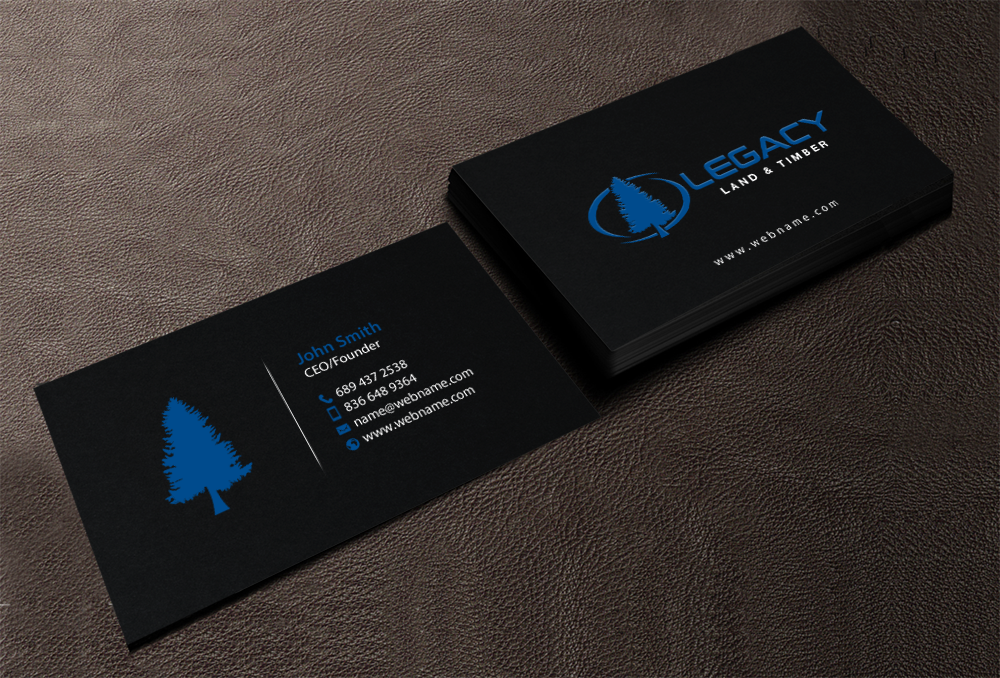 professional serious business business card design for legacy land forestry business cards