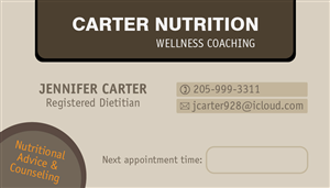 Diseño de Tarjeta de Presentación por Krishna para Carter Nutrition | Diseño: #2257334