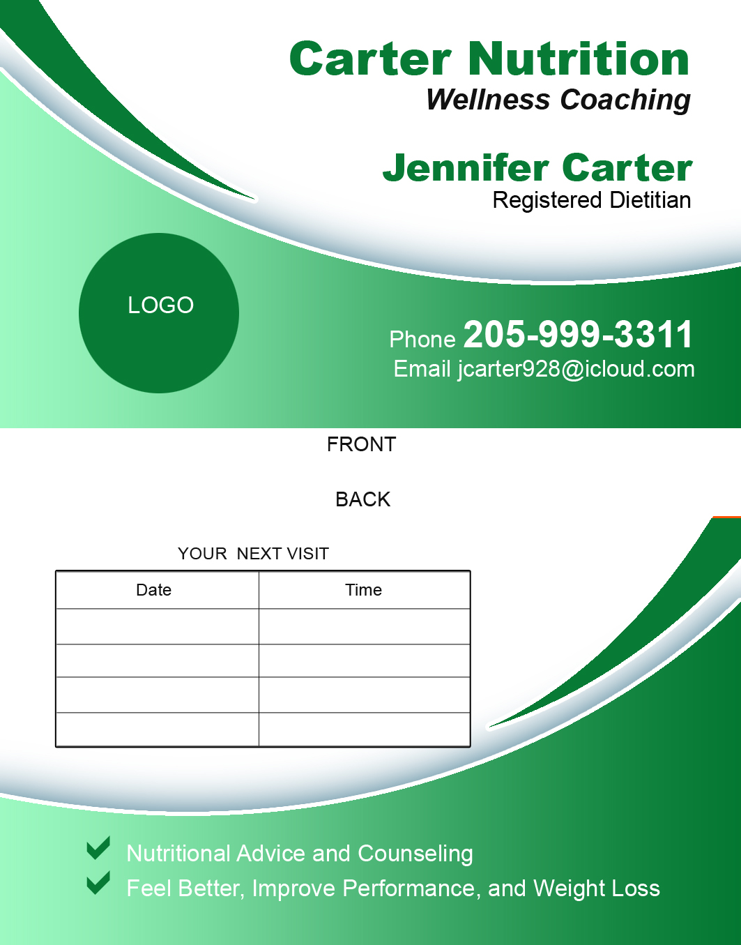 Diseño de Tarjeta de Presentación por noelopan1955 para Carter Nutrition | Diseño #2236609