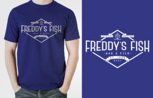 Freddy's Fish Bar & Pier (beach/bar themed logo for Caribbean restaurant) | T-shirt Design by Barney Stinson