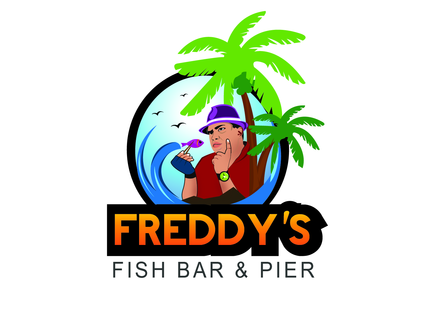 T-shirt Design by Macaw for Freddy's Fish Bar & Pier | Design #11302964