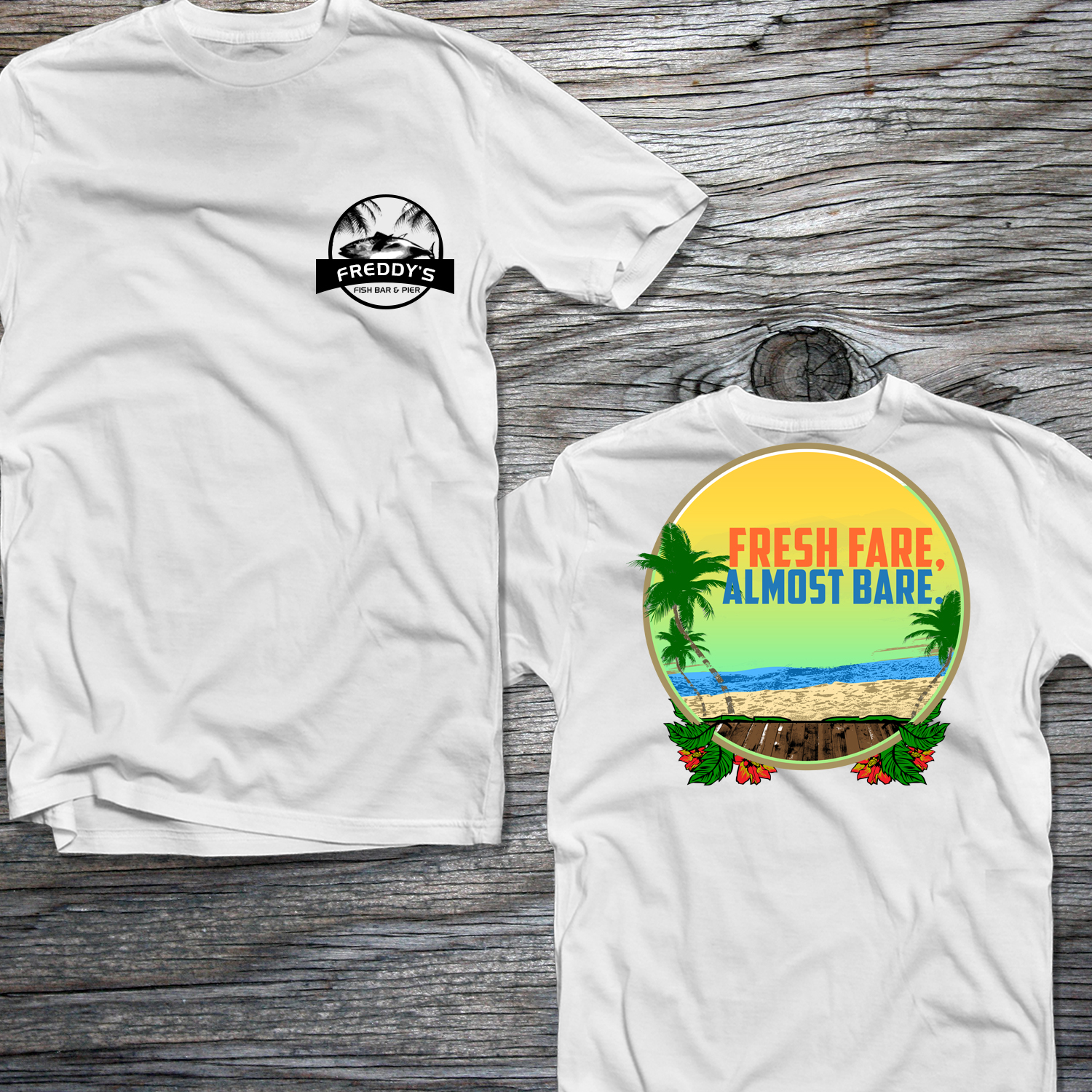T-shirt Design by Eral Besoña for Freddy's Fish Bar & Pier | Design #11318836