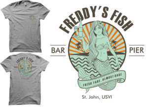 Freddy's Fish Bar & Pier (beach/bar themed logo for Caribbean restaurant) | T-Shirt-Design von a.o.d