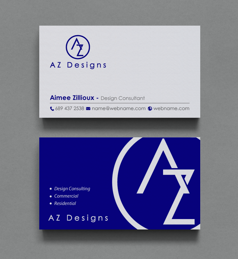 Business Card Design by chandrayaan.creative for AZ Designs | Design #10727512