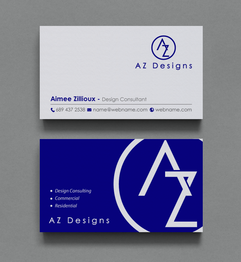 Business Card Design by chandrayaan.creative for AZ Designs | Design #10727513