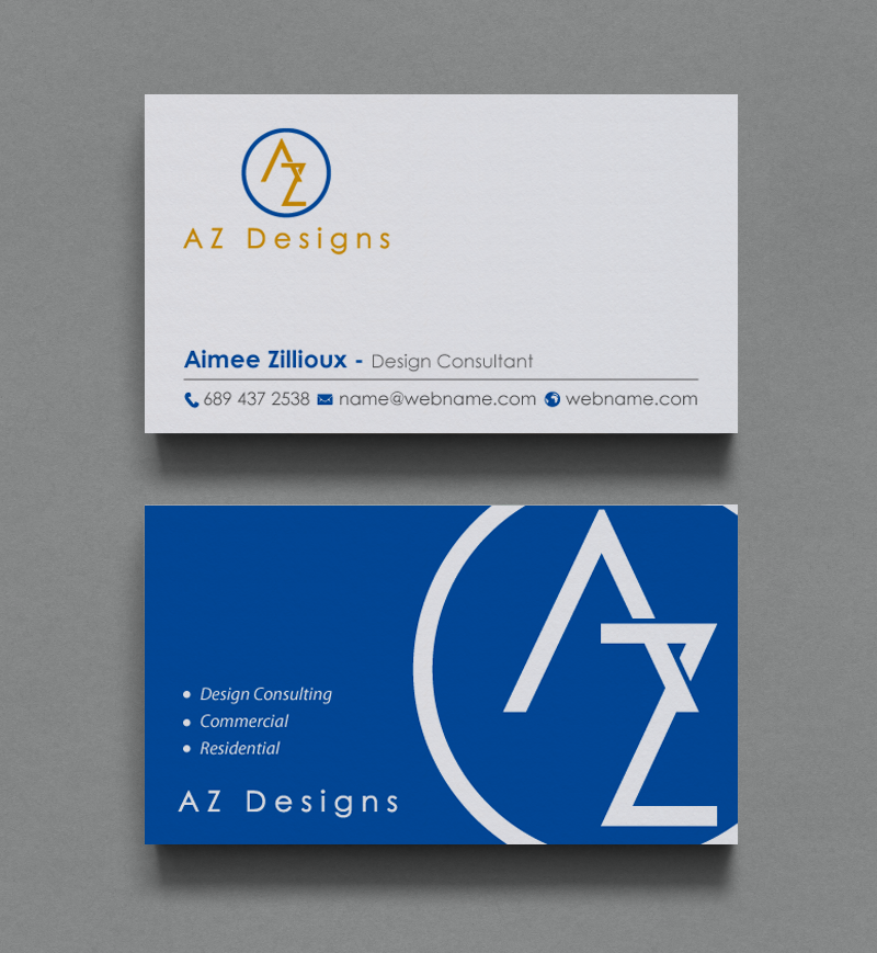Business Card Design by chandrayaan.creative for AZ Designs | Design #10727514