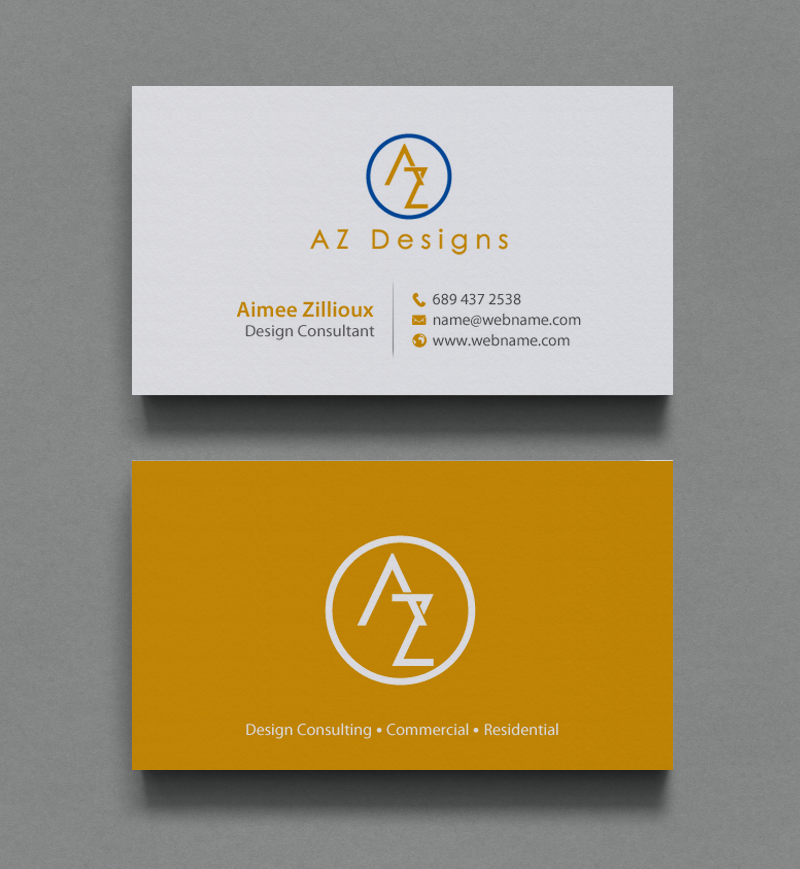 Business Card Design by chandrayaan.creative for AZ Designs | Design #10727515