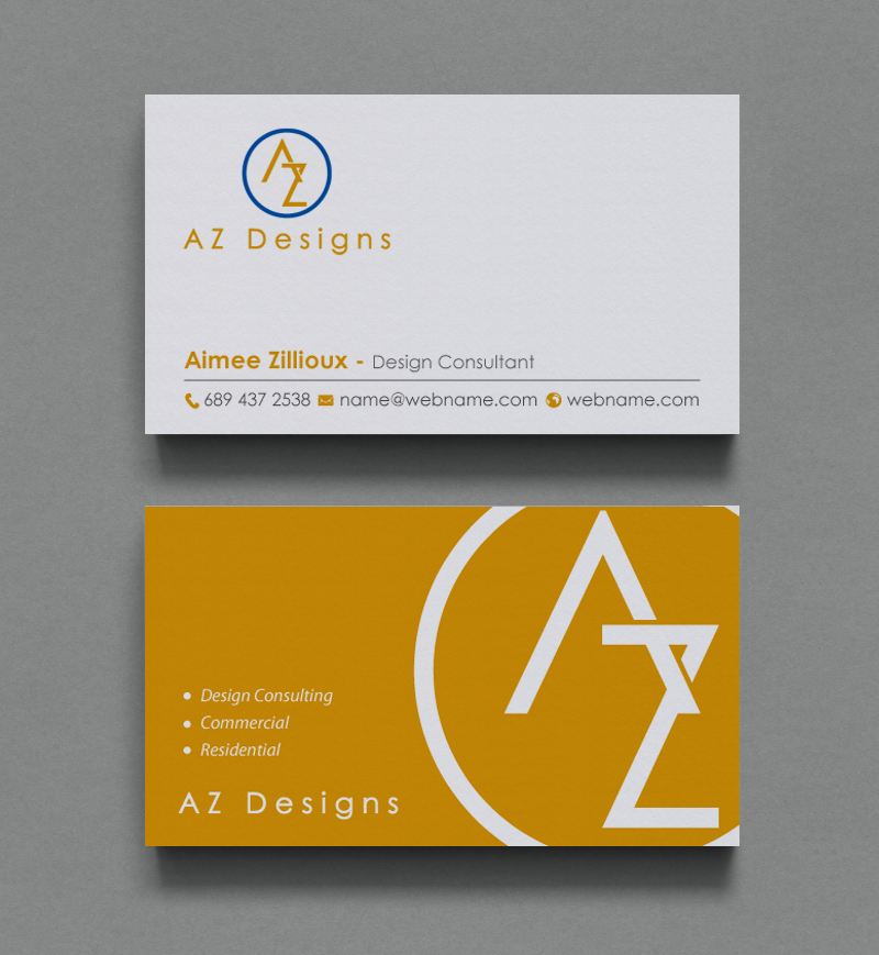 Visitenkarten-Design von chandrayaan.creative für AZ Designs | Design #10727517
