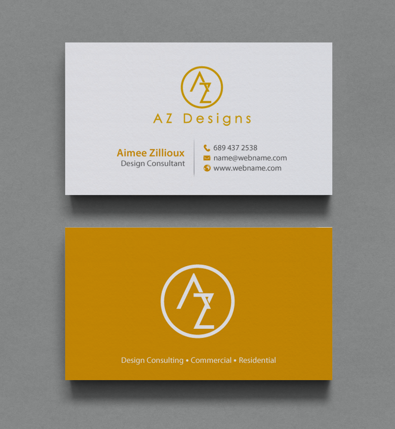 Business Card Design by chandrayaan.creative for AZ Designs | Design #10727518