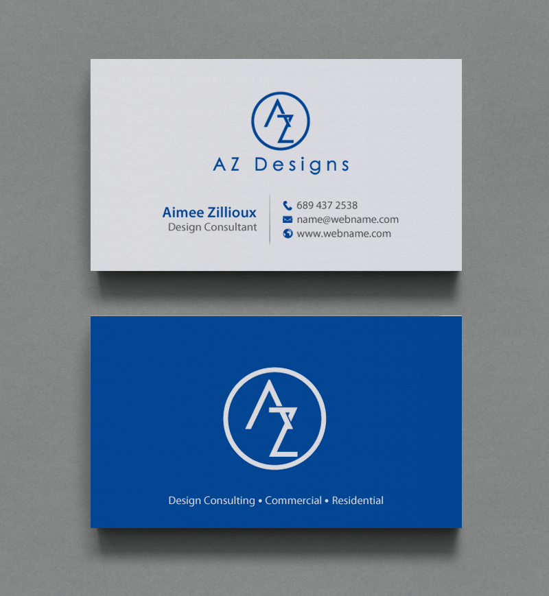 Business Card Design by chandrayaan.creative for AZ Designs | Design #10727519