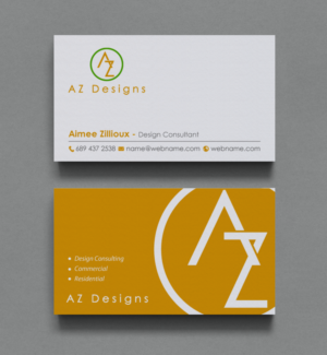 Business Card Design by chandrayaan.creative for AZ Designs | Design: #10727520