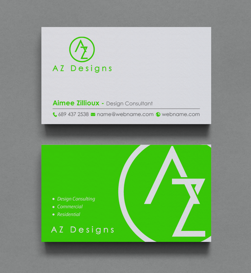 Business Card Design by chandrayaan.creative for AZ Designs | Design #10727525