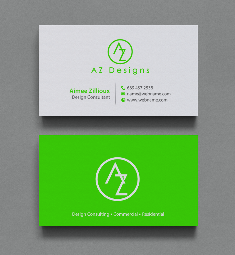 Business Card Design by chandrayaan.creative for AZ Designs | Design #10727526