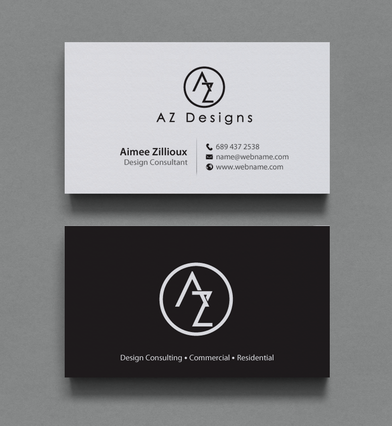 Diseño de Tarjeta de Presentación por chandrayaan.creative para AZ Designs | Diseño #10727529