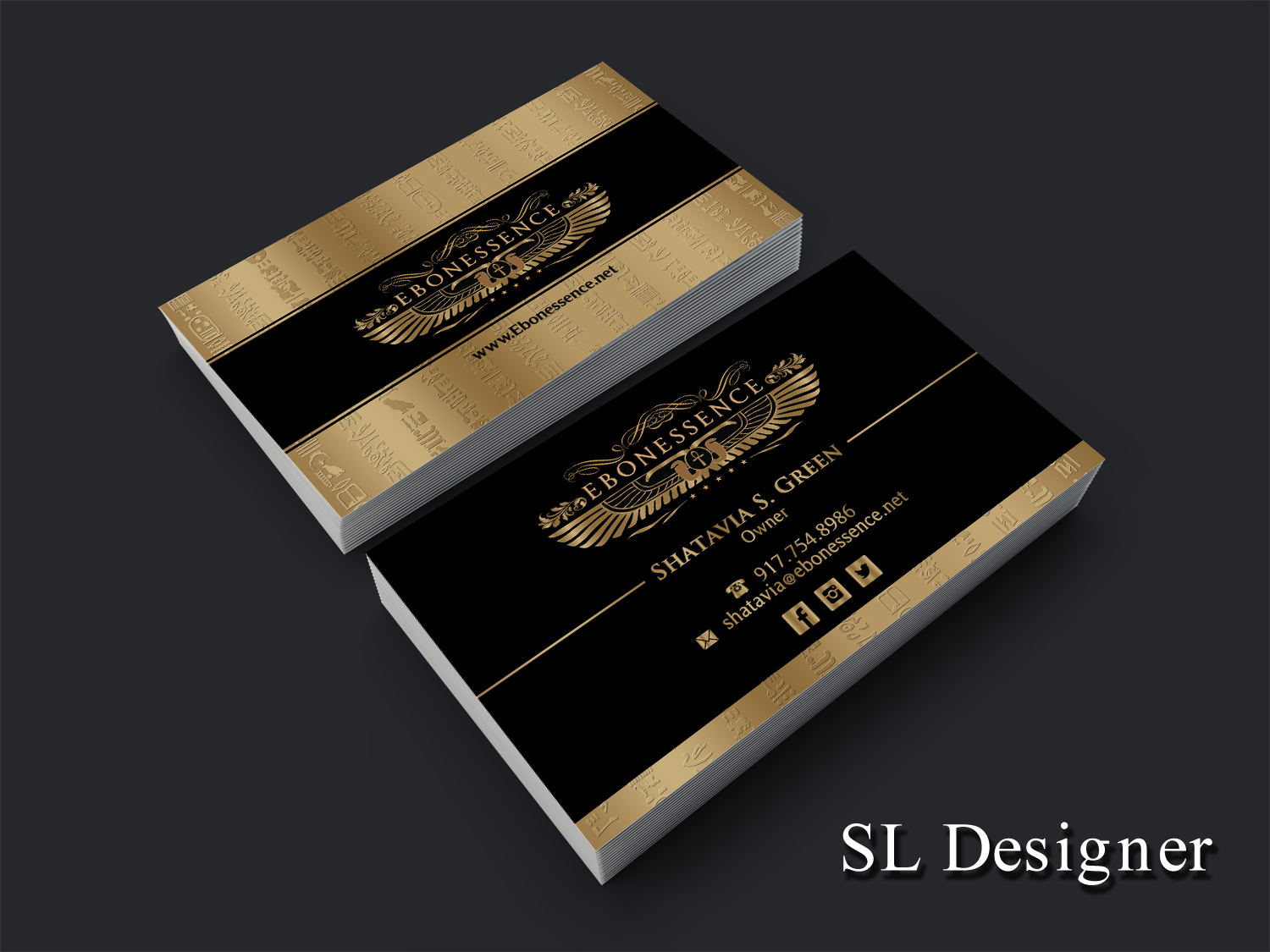 Business Card Design by SL Designer for EBONESSENCE | Design #10773253