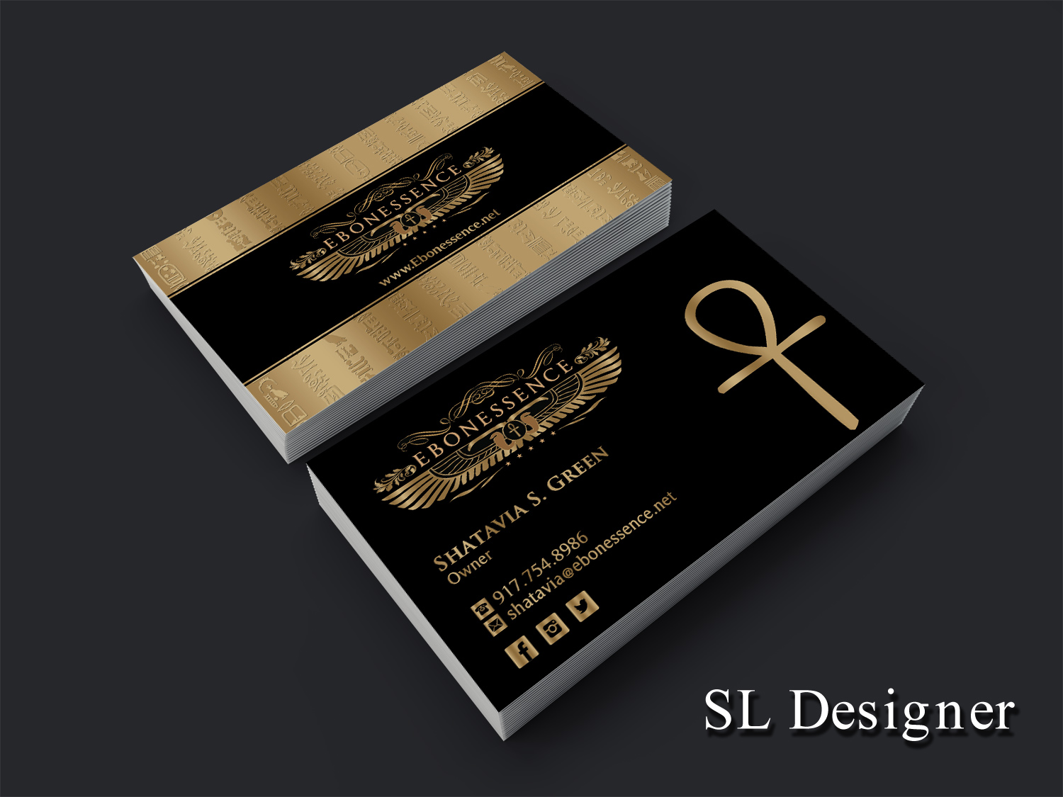 Business Card Design by SL Designer for EBONESSENCE | Design #10773297