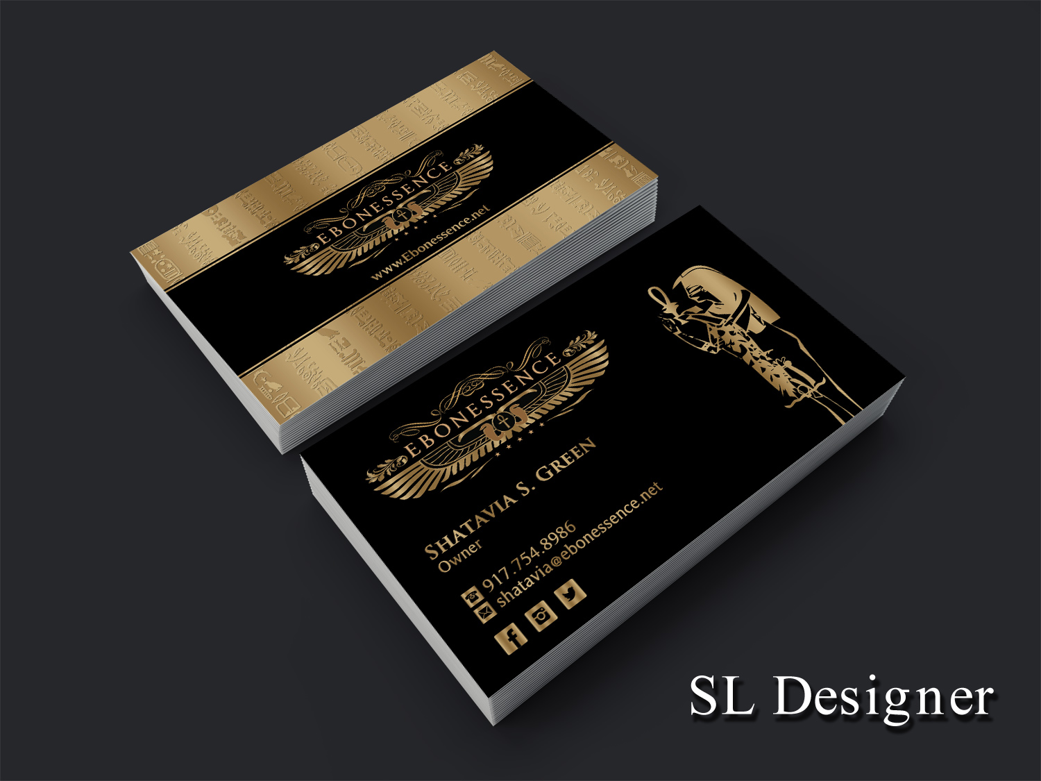 Business Card Design by SL Designer for EBONESSENCE | Design #10773300