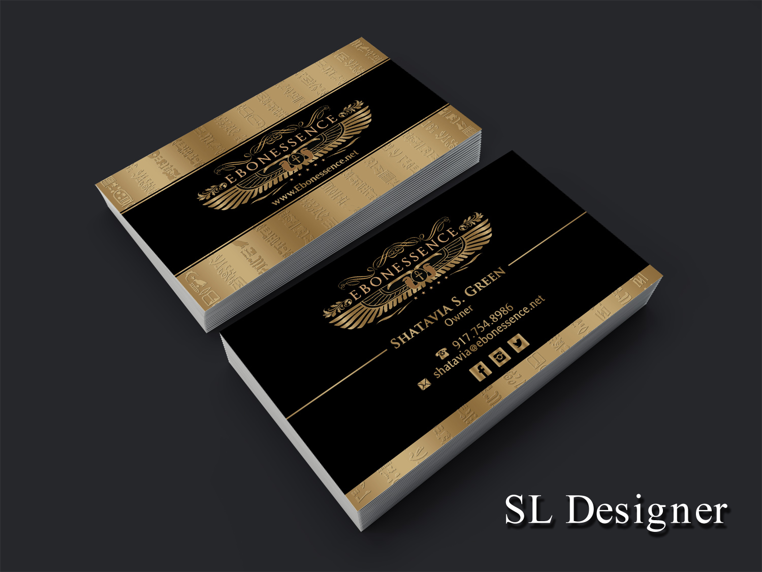 Business Card Design by SL Designer for EBONESSENCE | Design #10787464