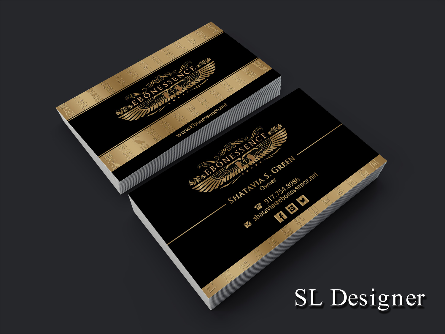 Business Card Design by SL Designer for EBONESSENCE | Design #10787469