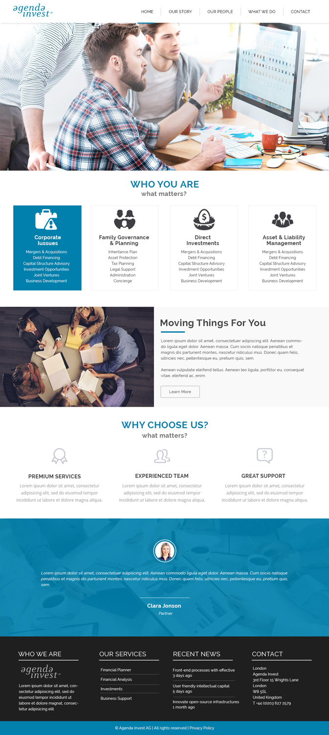 Diseño Web por webxvision para Agenda Invest AG | Diseño #10841354