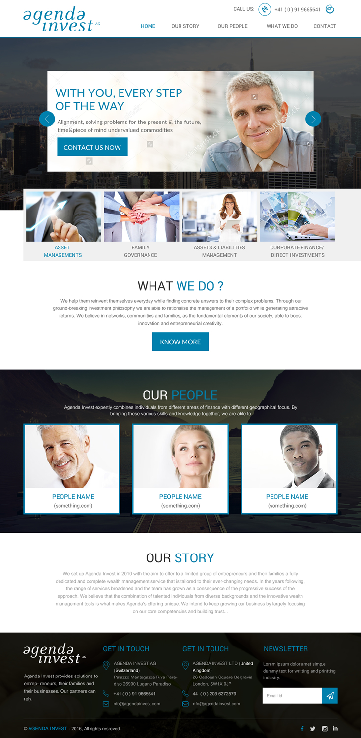 Diseño Web por rightway para Agenda Invest AG | Diseño #10771363