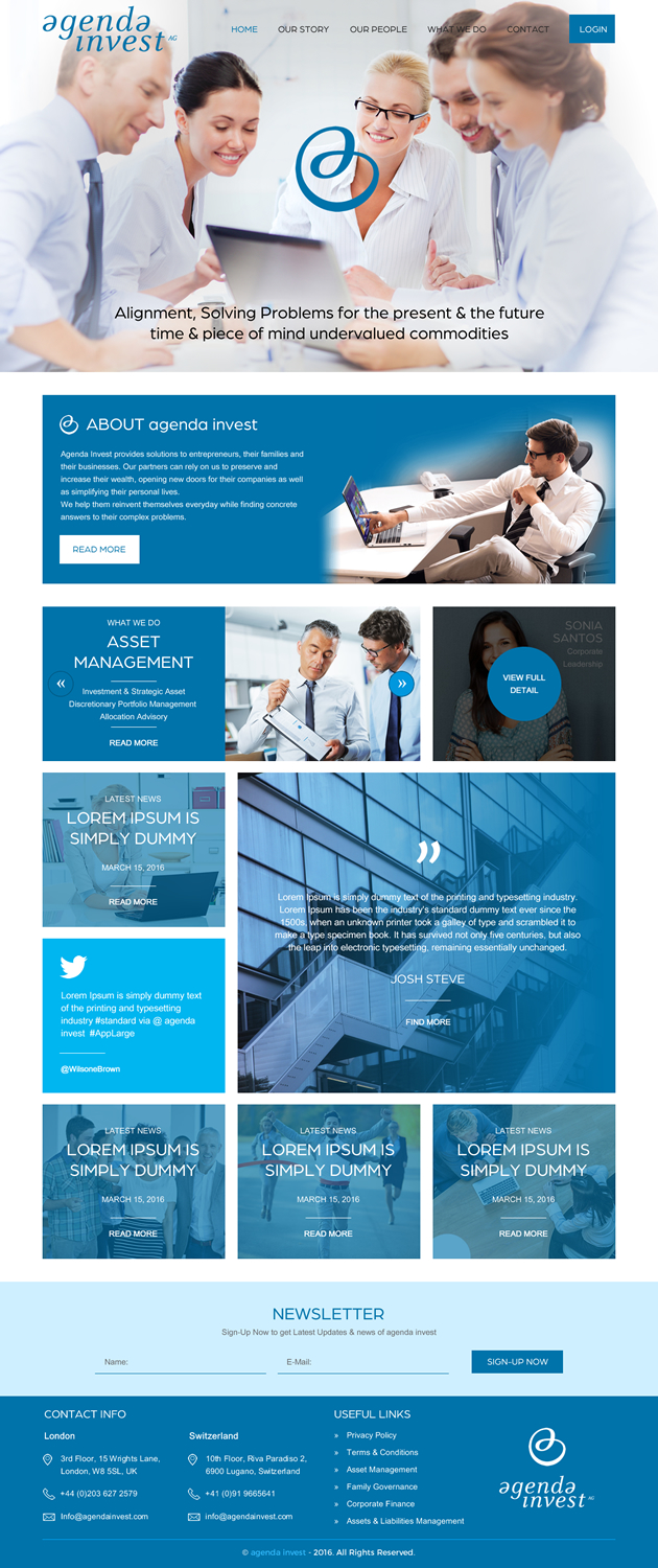 Web Design by rightway for Agenda Invest AG | Design #10867605