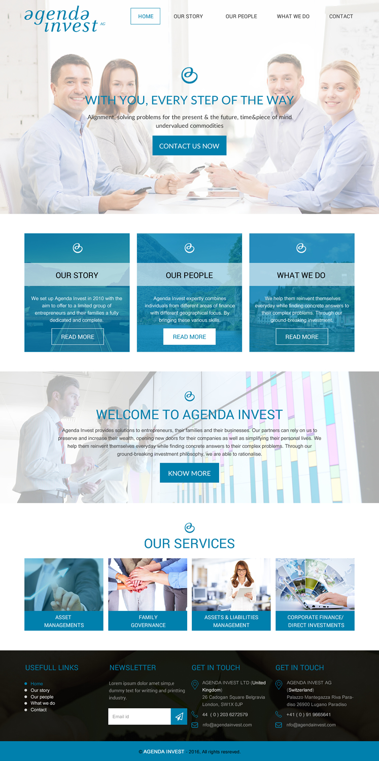 Web Design by rightway for Agenda Invest AG | Design #10867607