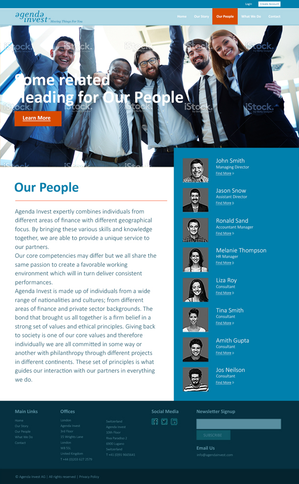 Diseño Web por PixelsDen para Agenda Invest AG | Diseño #10832774