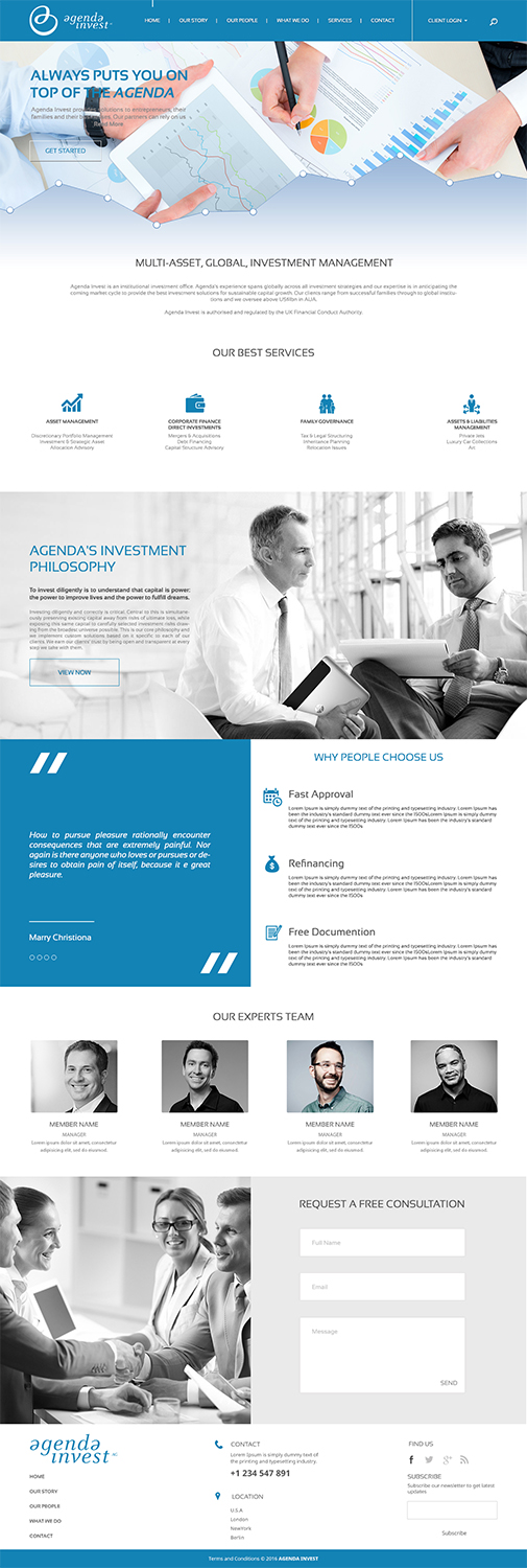 Diseño Web por Logo Xtudio para Agenda Invest AG | Diseño #10883870