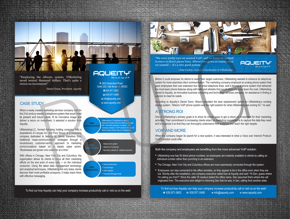 professional playful sales flyer design for aqueity inc by rug