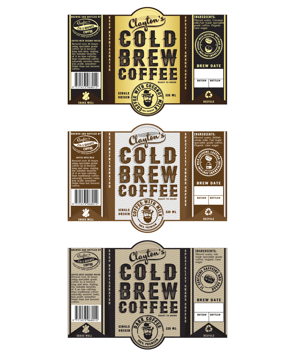 Label Design by ART DEPOT for Clayton's cold brewed coffee Ltd | Design #11031958