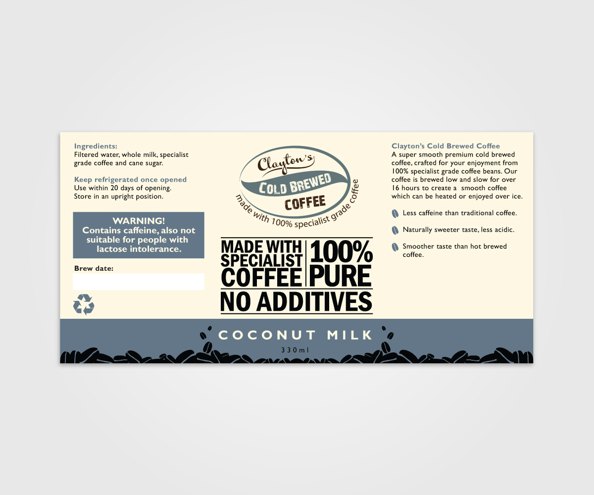 Label Design by digi-b for Clayton's cold brewed coffee Ltd | Design #11030897
