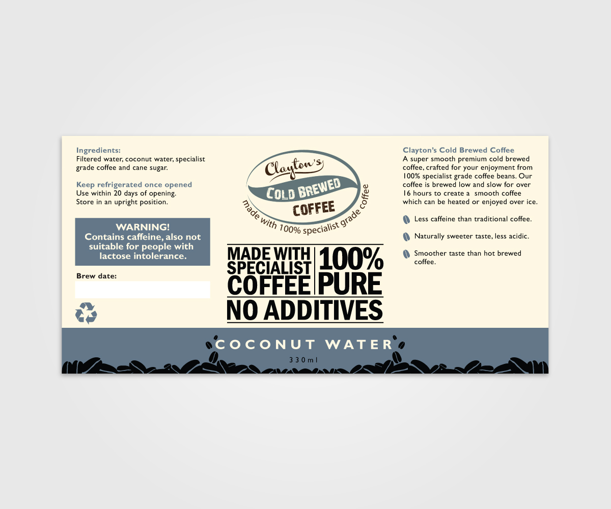 Design Étiquette par digi-b pour Clayton's cold brewed coffee Ltd | Design #11067132