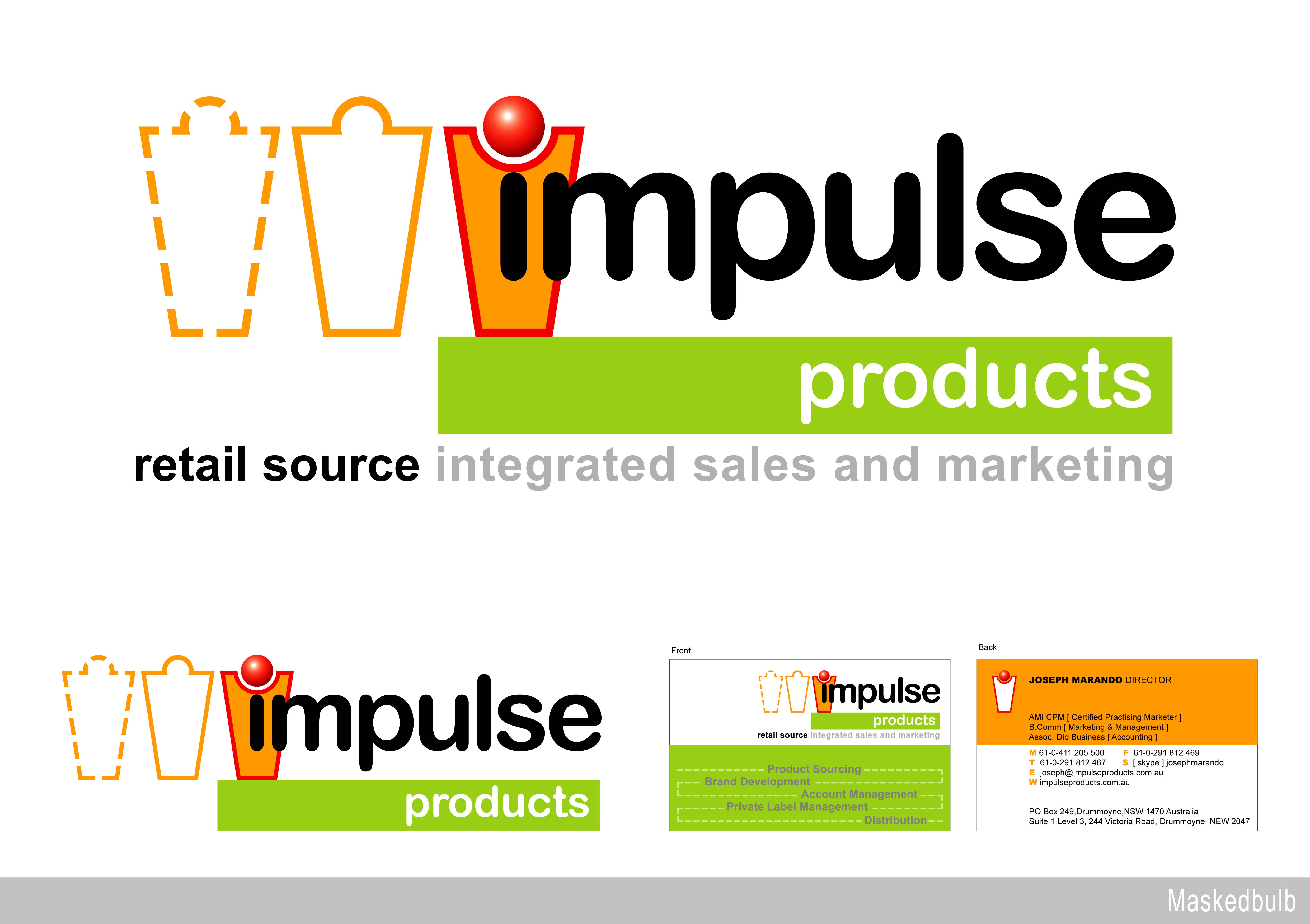 Business Card Design by Maskedbulb for Impulse Products | Design #20997