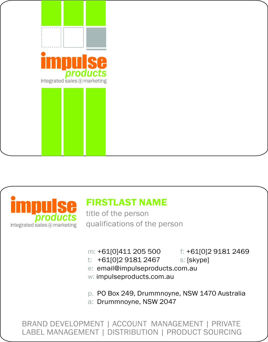 Diseño de Tarjeta de Presentación por Kateryna T para Impulse Products | Diseño #23788