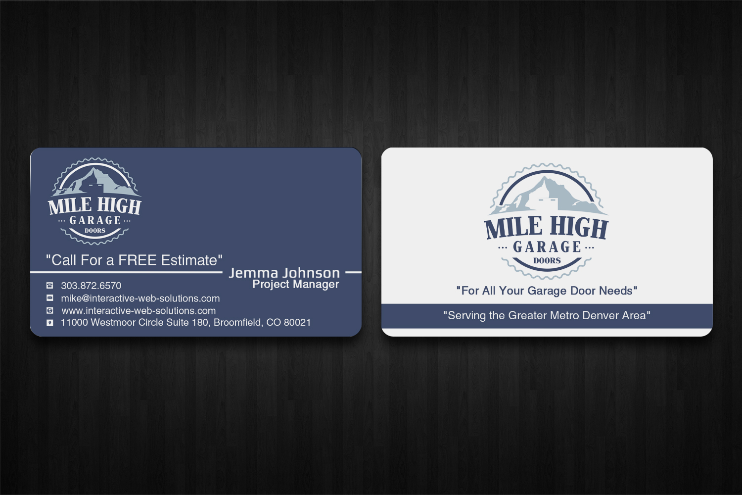 Business Card Design by Lanka Ama for Mile High Garage Door Sales & Repair | Design #10802274