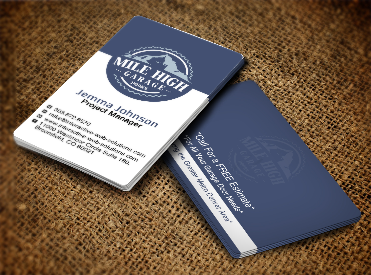 Business Card Design by Lanka Ama for Mile High Garage Door Sales & Repair | Design #10802276
