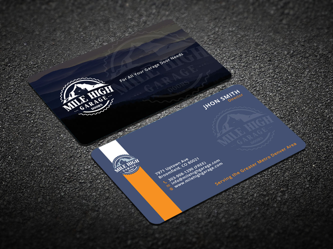 Business Card Design by Verified artistry (Design garden) for Mile High Garage Door Sales & Repair | Design #10812977