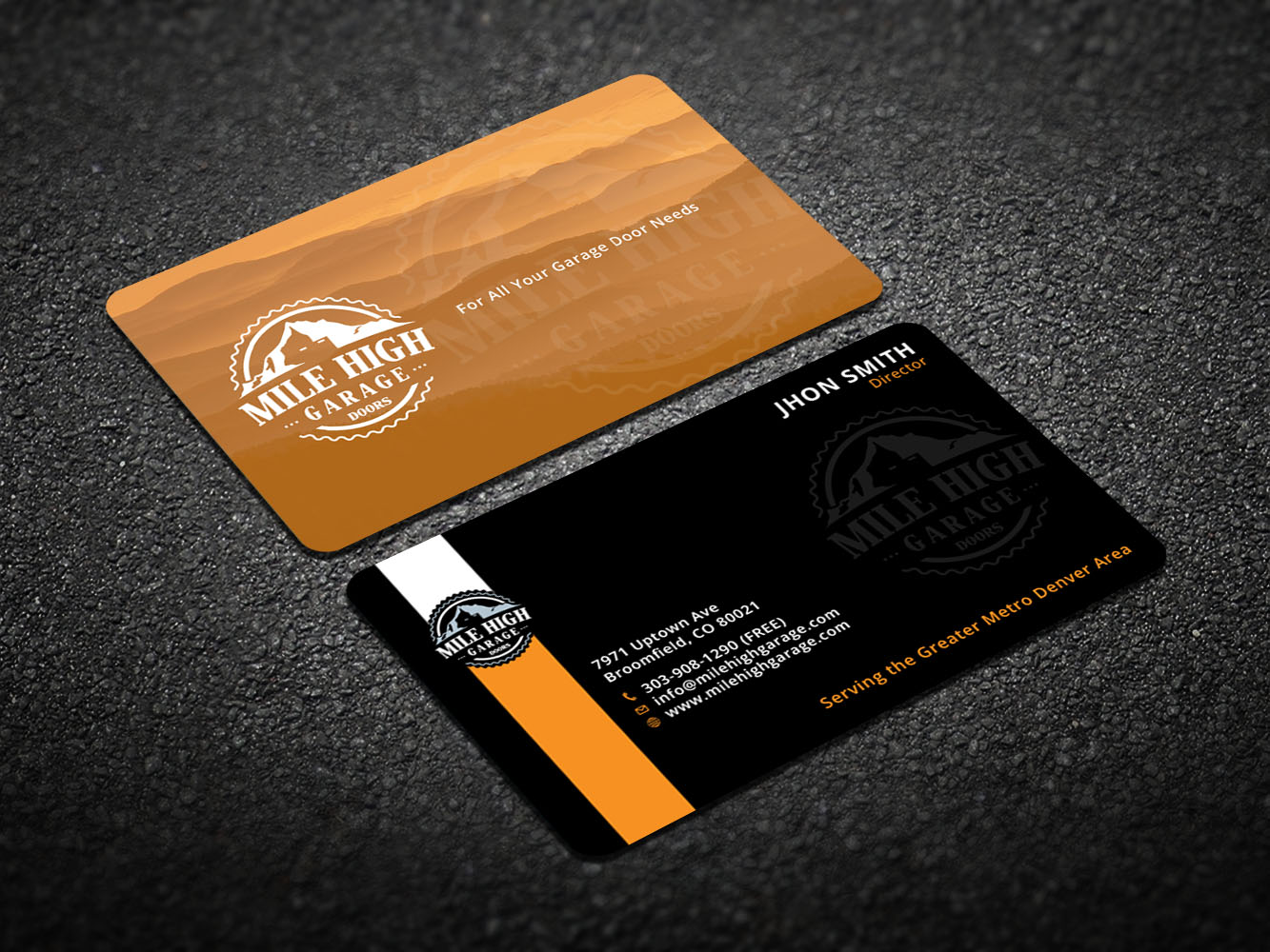 Business Card Design by Verified artistry (Design garden) for Mile High Garage Door Sales & Repair | Design #10812978
