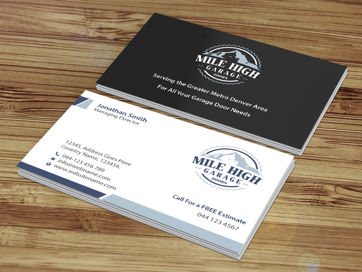Business Card Design by Creations Box 2015 for Mile High Garage Door Sales & Repair | Design #10806449