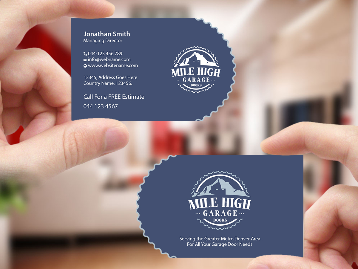 Business Card Design by Creations Box 2015 for Mile High Garage Door Sales & Repair | Design #10806452